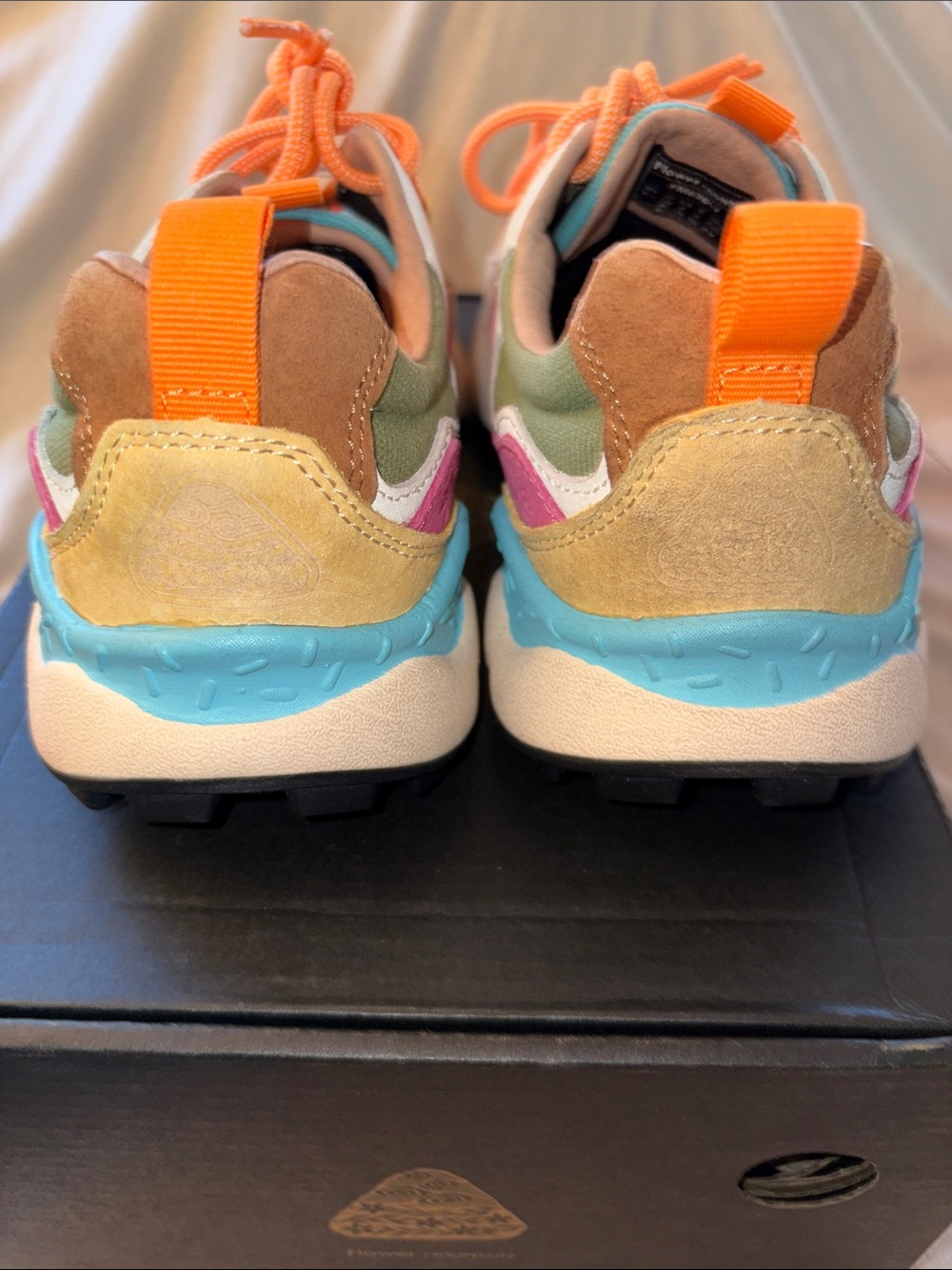 NWT Flower Mountain YAMANO 3 Suede fabric sneakers in Brown- Chestnut- Fuchsia - Picture 9 of 14